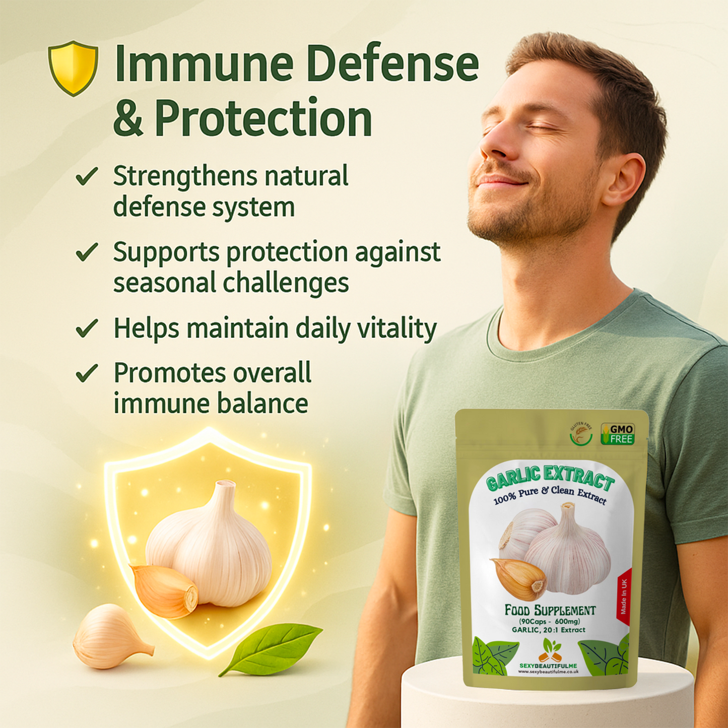 GARLIC Capsules 12,000mg-Super Strong Fermented Garlic Extract-Immune Support