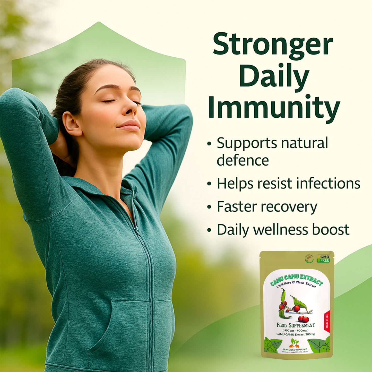 Camu Capsules 900mg–Natural Vitamin C Source &Antioxidant Support-100%Vegan