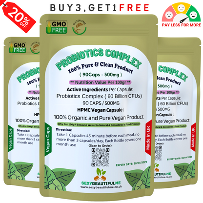 Probiotics Complex 60 Billion CFU–15 Live Bacteria Strains–Gut &Digestive Health