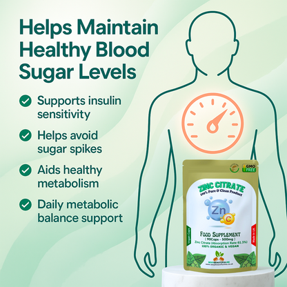 Zinc Citrate 500mg Capsules – High Strength Immune Support – Vegan Supplement