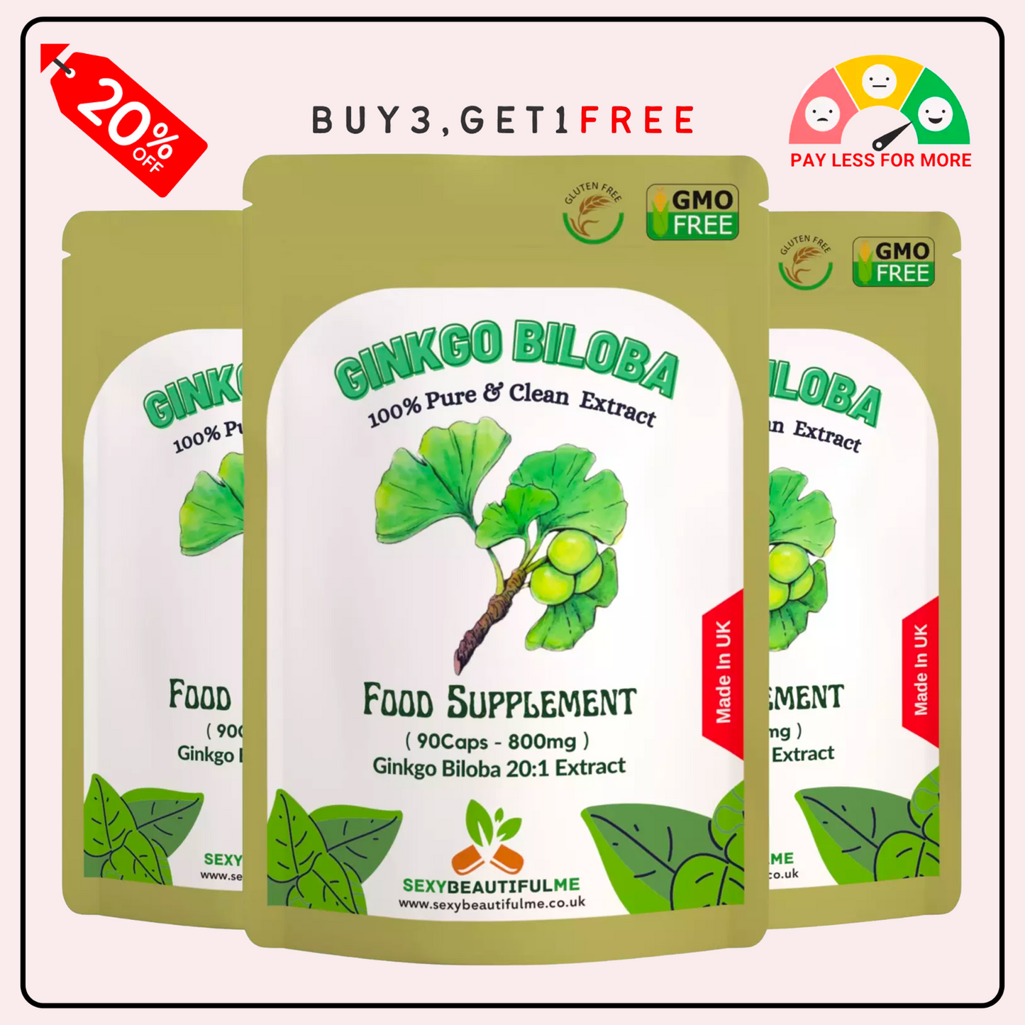 Ginkgo Biloba Capsules 16,000mg Vegan Natural Strong & Effective, Memory Support