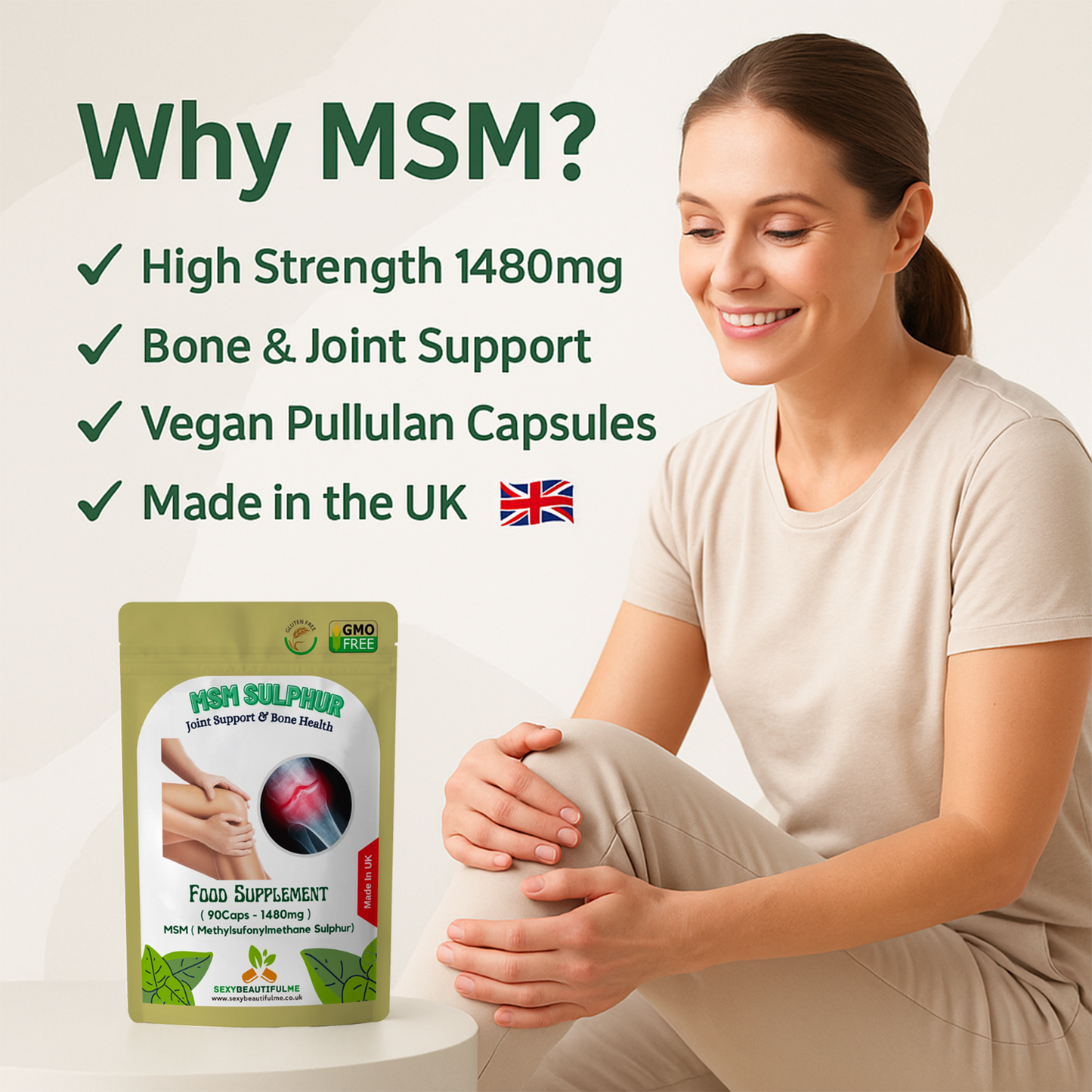 MSM Capsules 1480mg (Methylsulfonylmethane Sulphur)–Joint Support & Bone Health