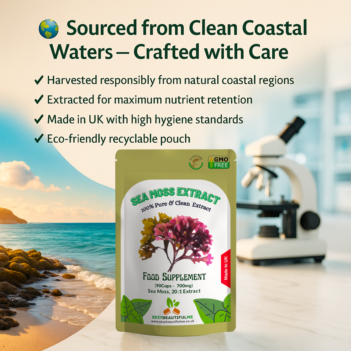 Sea Moss Capsules 14000mg , 100% Clean & Natural Vegan Capsules Genuine Sea Moss