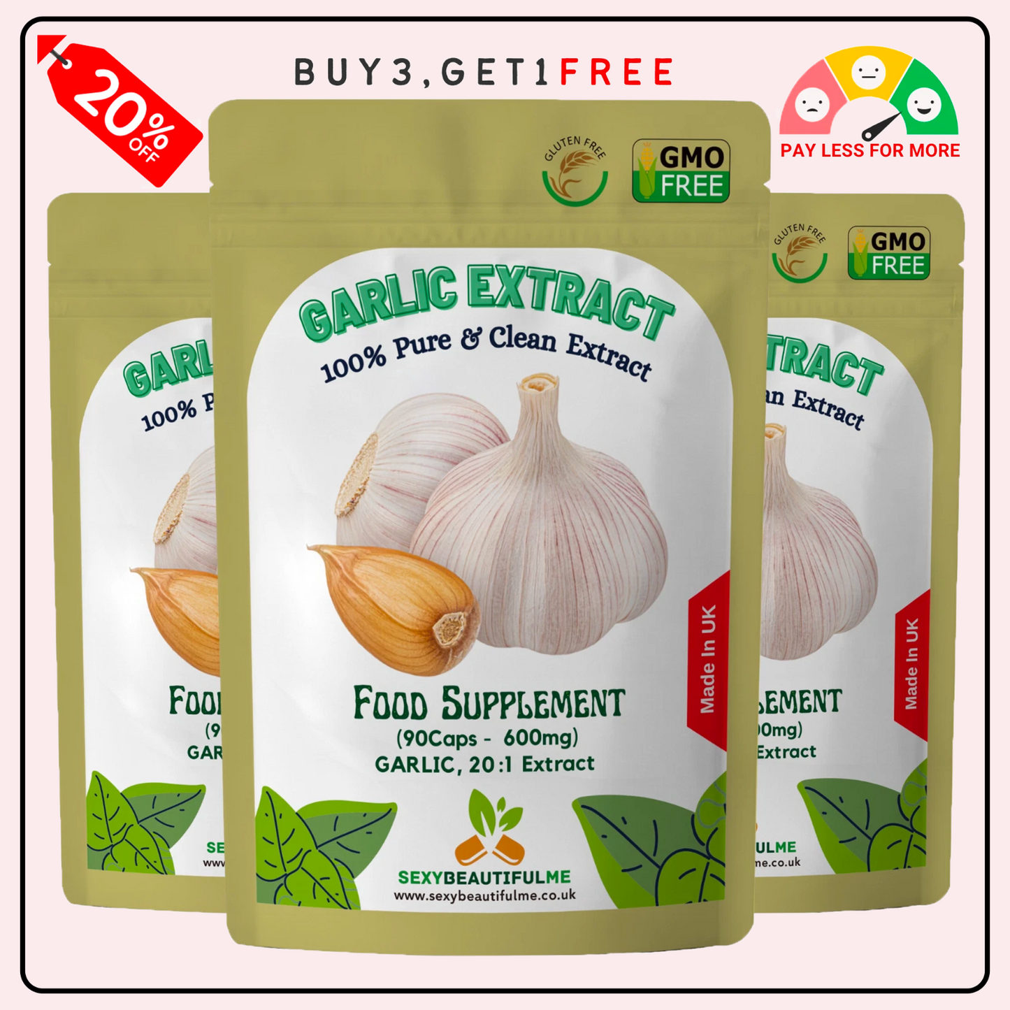 GARLIC Capsules 12,000mg-Super Strong Fermented Garlic Extract-Immune Support