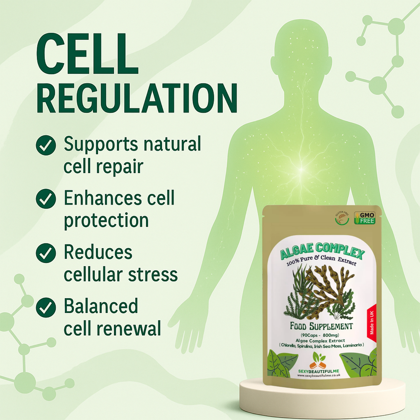 Algae Complex Capsules 800mg-(Quercetin &Bromelain)-Bodybuilding & Brain Support