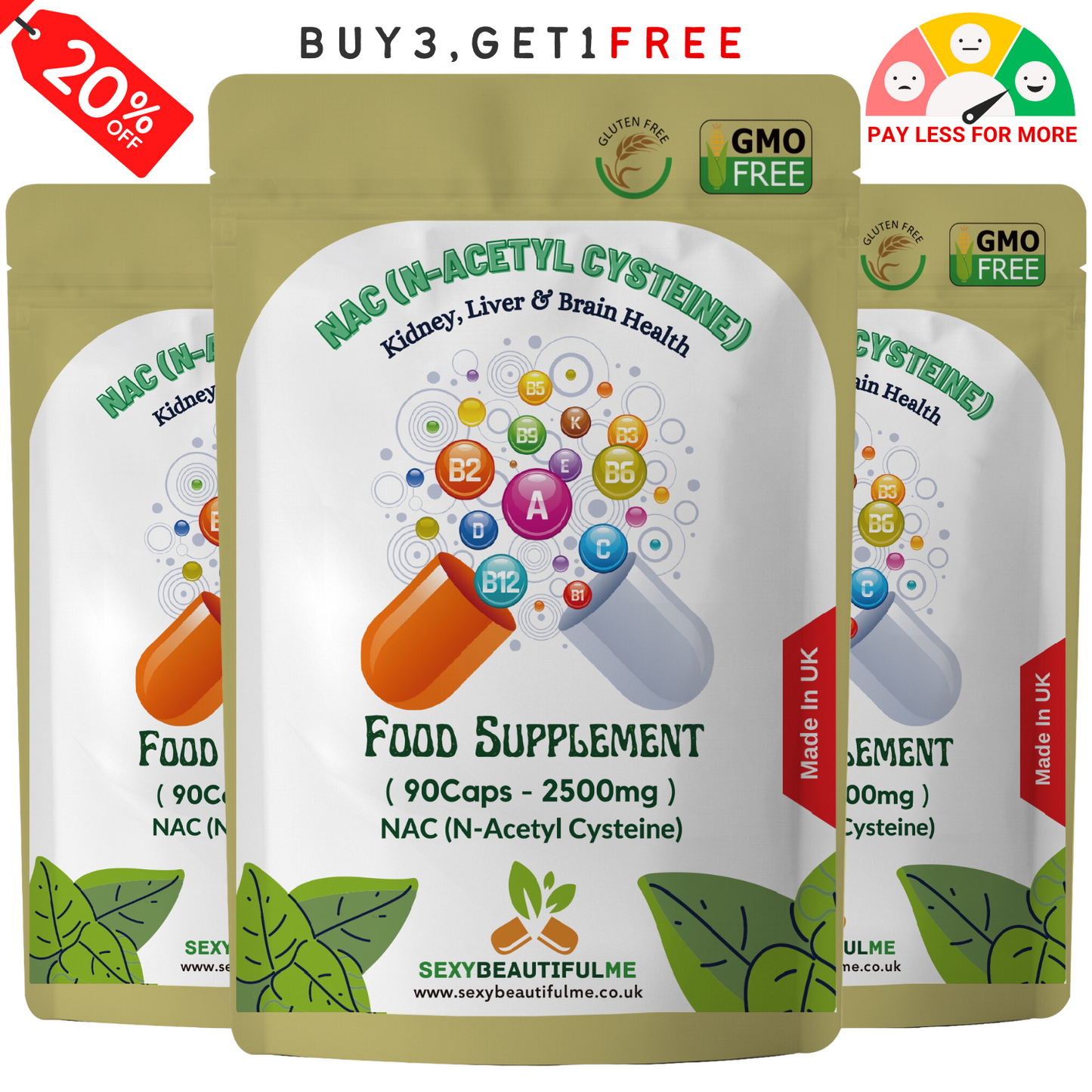 NAC (N-Acetyl-Cysteine) Capsules-2500mg-Liver & Lung Support , Brain Health
