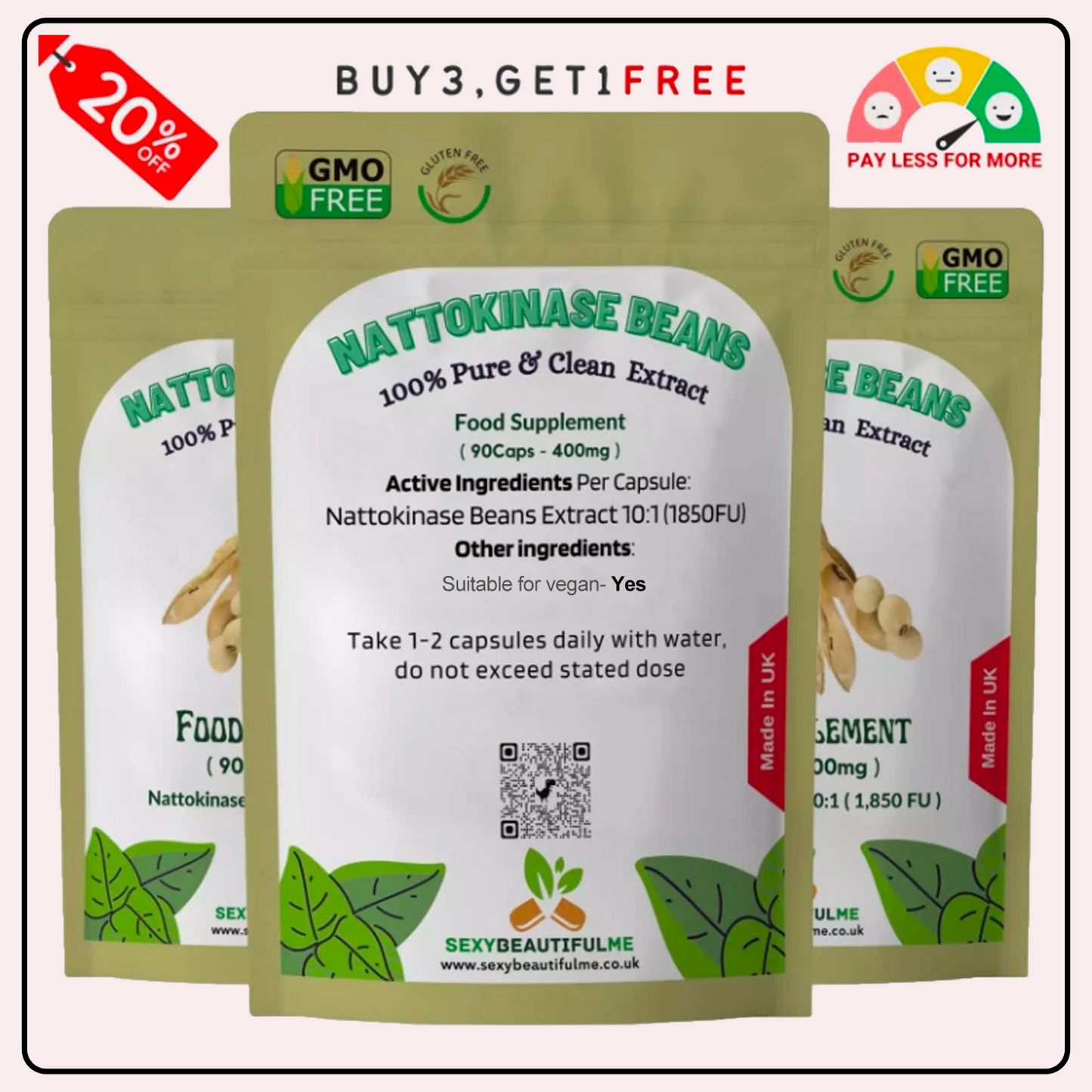 Nattokinase 1850FUs Pillole – Sangue Salute, Circolazione & Pressione Supporto