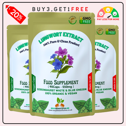 Lungwort Extract Capsules 550mg–Natural Lungwort Powder–Vegan & Strong Product