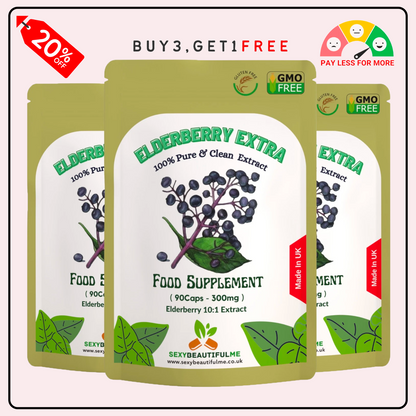 Sambucus Elderberry Capsules 300mg-(10:1 Extract, 3000mg)-100% Vegan & Natural