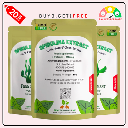 Spirulina Extract Capsules 600mg–Immune System & Detox Support–100%Natural Vegan