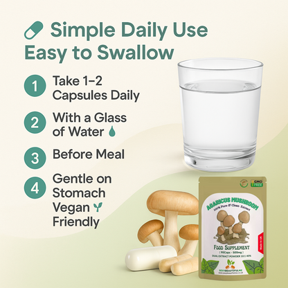 Agaricus Mushroom Extract Capsules 5000mg-40% Polysaccharides-Support Immunity