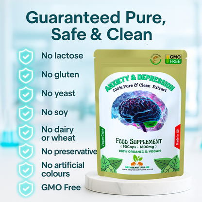 Anxiety & Stress Formula 1600mg –Calm Mood & Mental Clarity– 100% Vegan Capsules