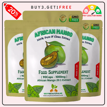 African Mango 20,000mg Capsules – Vegan–Natural Weight Loss & Fat Burner Support
