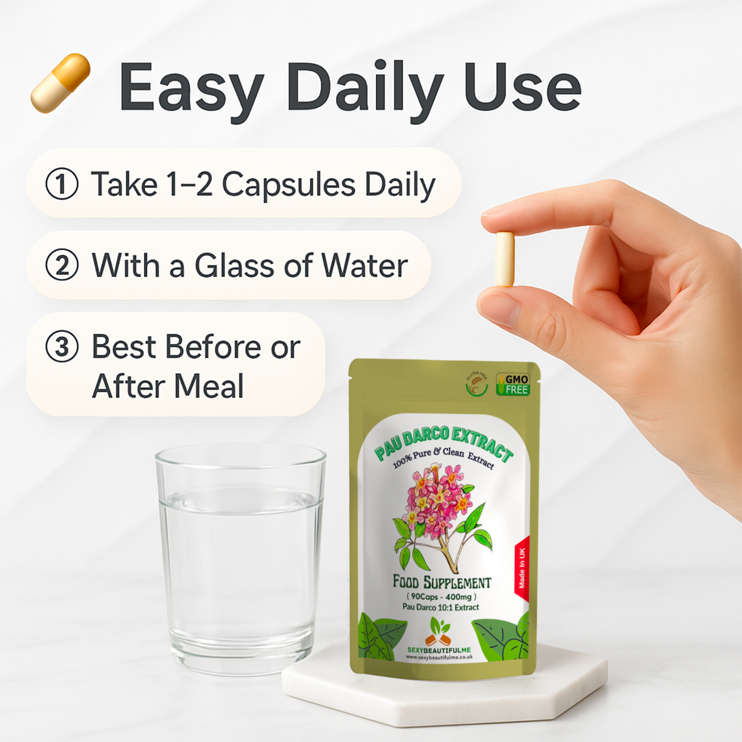Pau D'arco Capsules 4000mg -Vegan Capsule- Anti-Inflammation -100% Natural