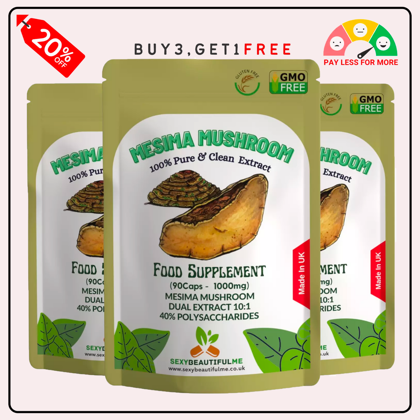 Mesima Mushroom Capsules 10000mg-(140 mg Polysaccharide)-Prostate & Liver Health