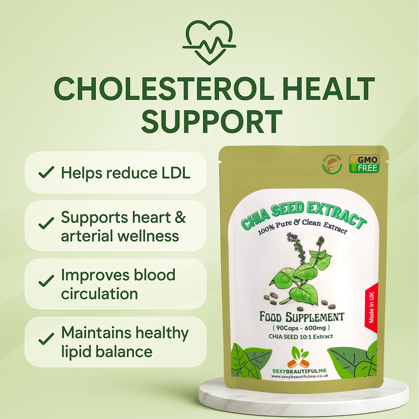 Chia Seed Extract Capsules, 6000mg per Cap, Cholesterol Health & Weight Control
