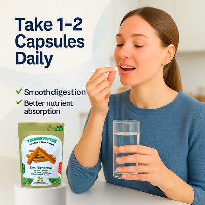 Yak Bone Collagen Capsules 550mg–Bone , Gut & Healthy Hair , Skin Support-Vegan