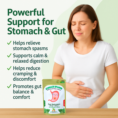 Stomach Spasms Complex Capsules 1500mg–Pain Relief, Gut &Digestive Support–Vegan