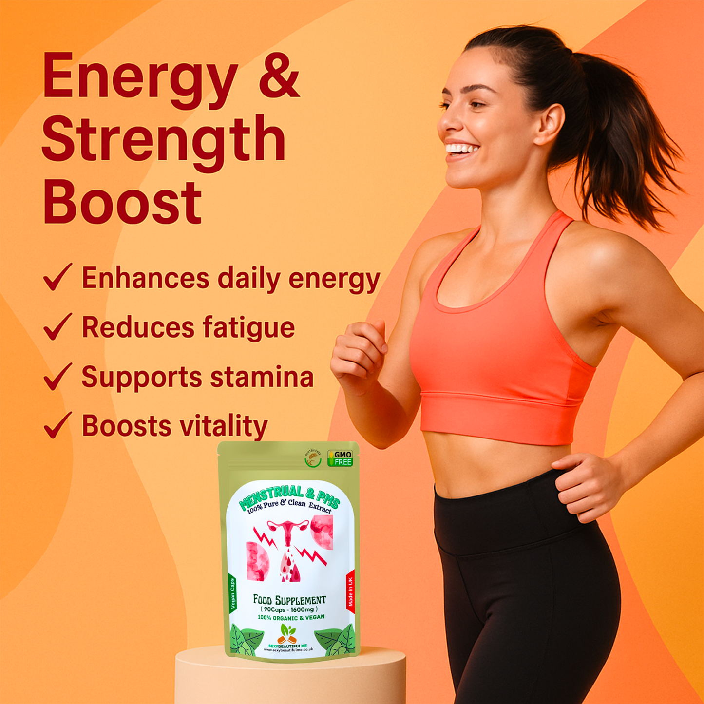 Menstrual & PMT Complex 1600mg–Mood Swings & Tenderness Relief–100%Vegan Product