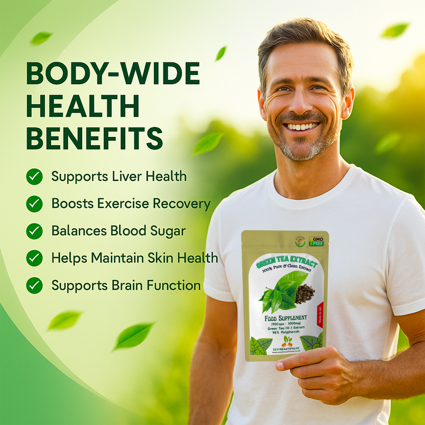 Green Tea Extract Capsules 10,000mg–Antioxidant, Metabolic & Wellness-100%Vegan