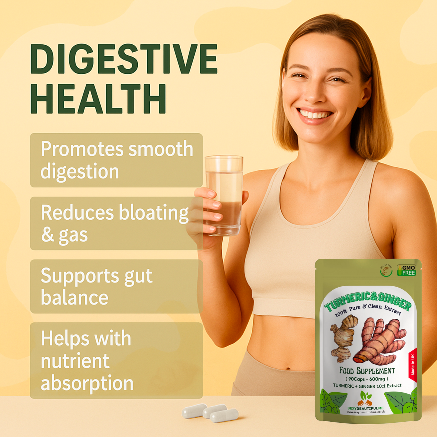 Turmeric + Ginger 6000mg Capsules | Vegan | Energy Boost & Digestion Support