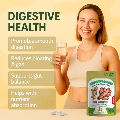 Turmeric + Ginger 6000mg Capsules | Vegan | Energy Boost & Digestion Support