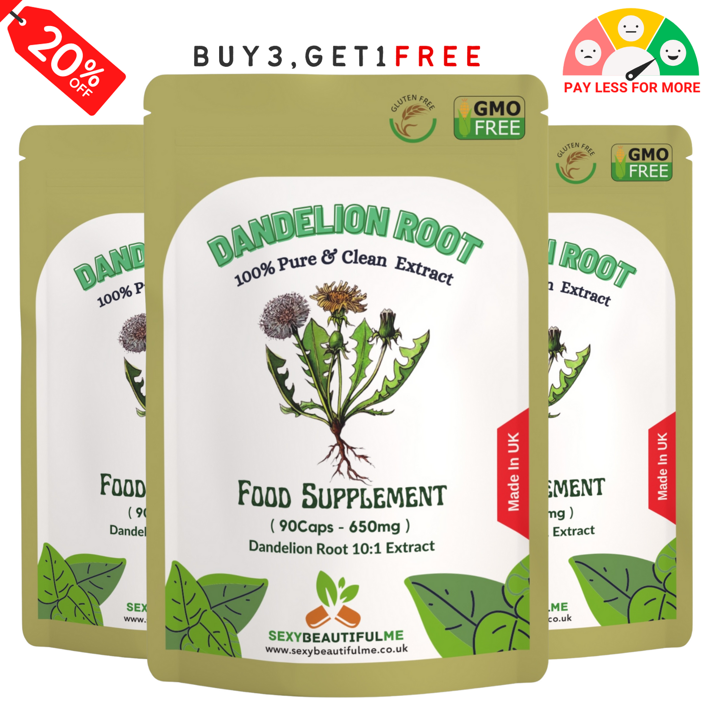 Dandelion Root Capsules 6500mg – Strong Extract – Natural Liver & Detox Support