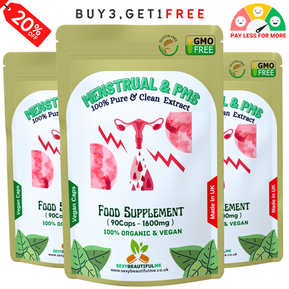Menstrual & PMT Complex 1600mg–Mood Swings & Tenderness Relief–100%Vegan Product