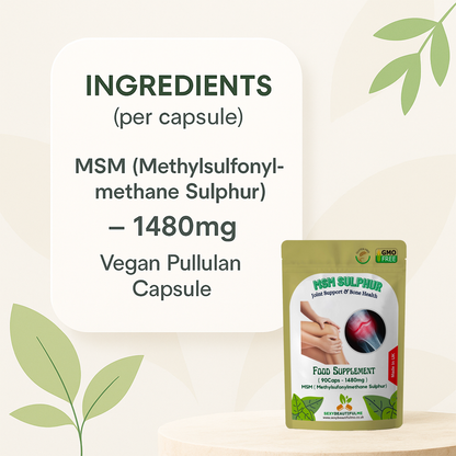 MSM Capsules 1480mg (Methylsulfonylmethane Sulphur)–Joint Support & Bone Health