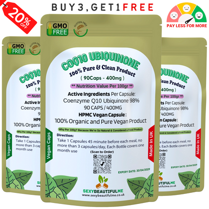 Co Enzyme Q10 Capsules 400mg–High Absorption 98% Ubiquinone–Pure & Natural CoQ10