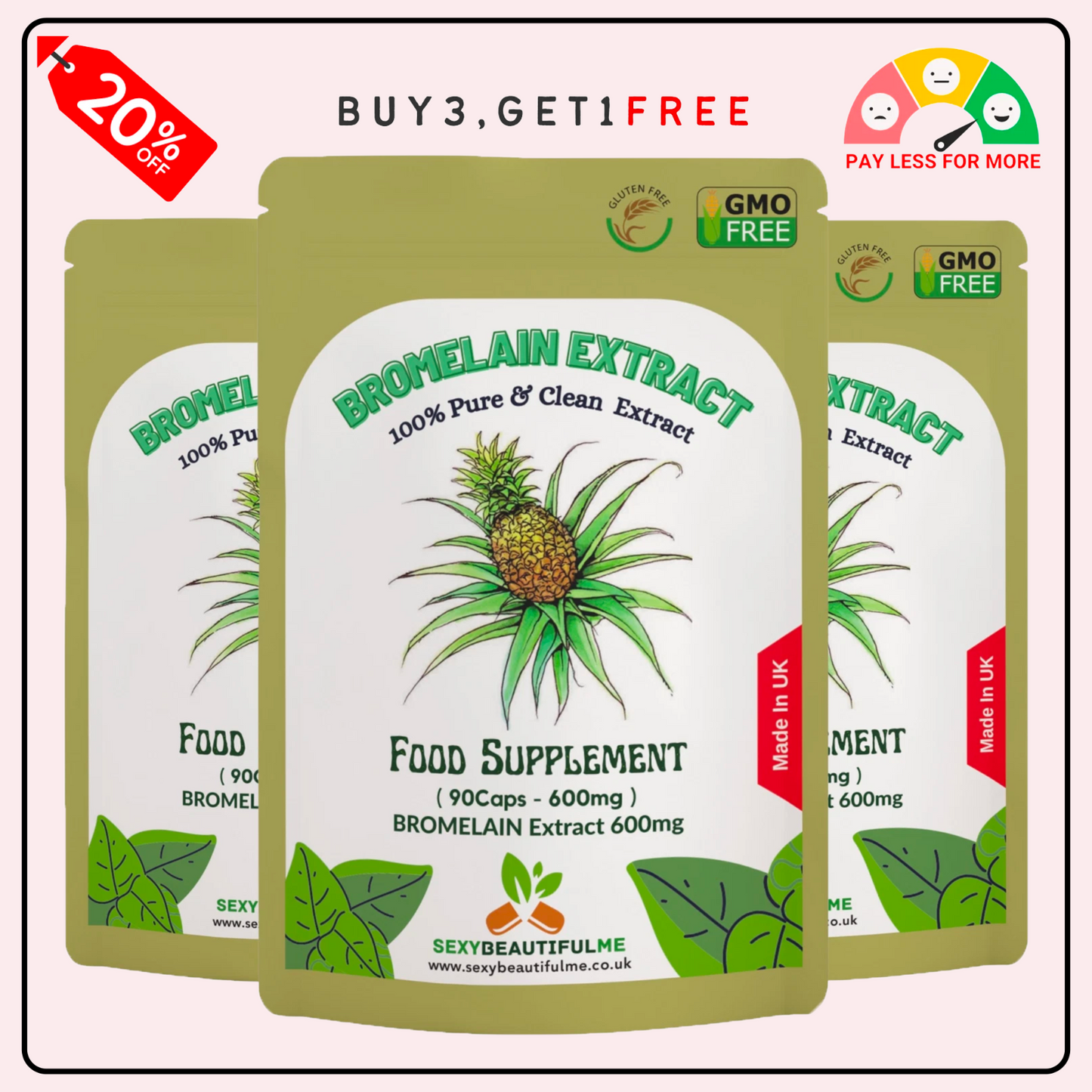Bromelain 600mg | Anti-Inflammatory | Pain Relief & Swelling Support | Capsules