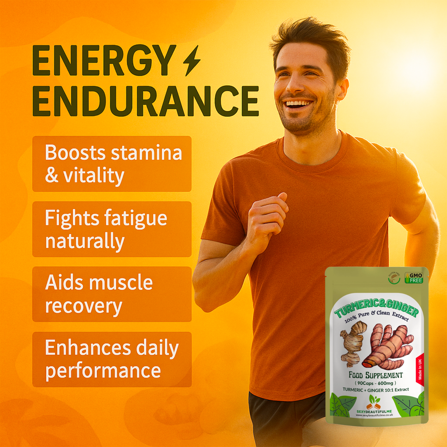 Turmeric + Ginger 6000mg Capsules | Vegan | Energy Boost & Digestion Support