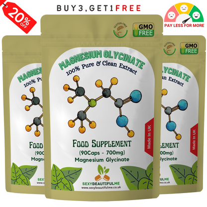 Magnesium Glycinate 700mg – 100% Vegan Capsules for Bone Health & Sleep Support