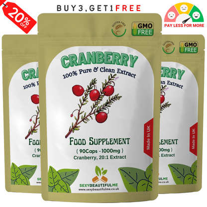 Cranberry Extract Capsules 20,000mg | Natural Vegan Supplement | Urinary Tract