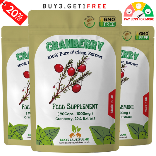 Cranberry Extract Capsules 20,000mg | Natural Vegan Supplement | Urinary Tract