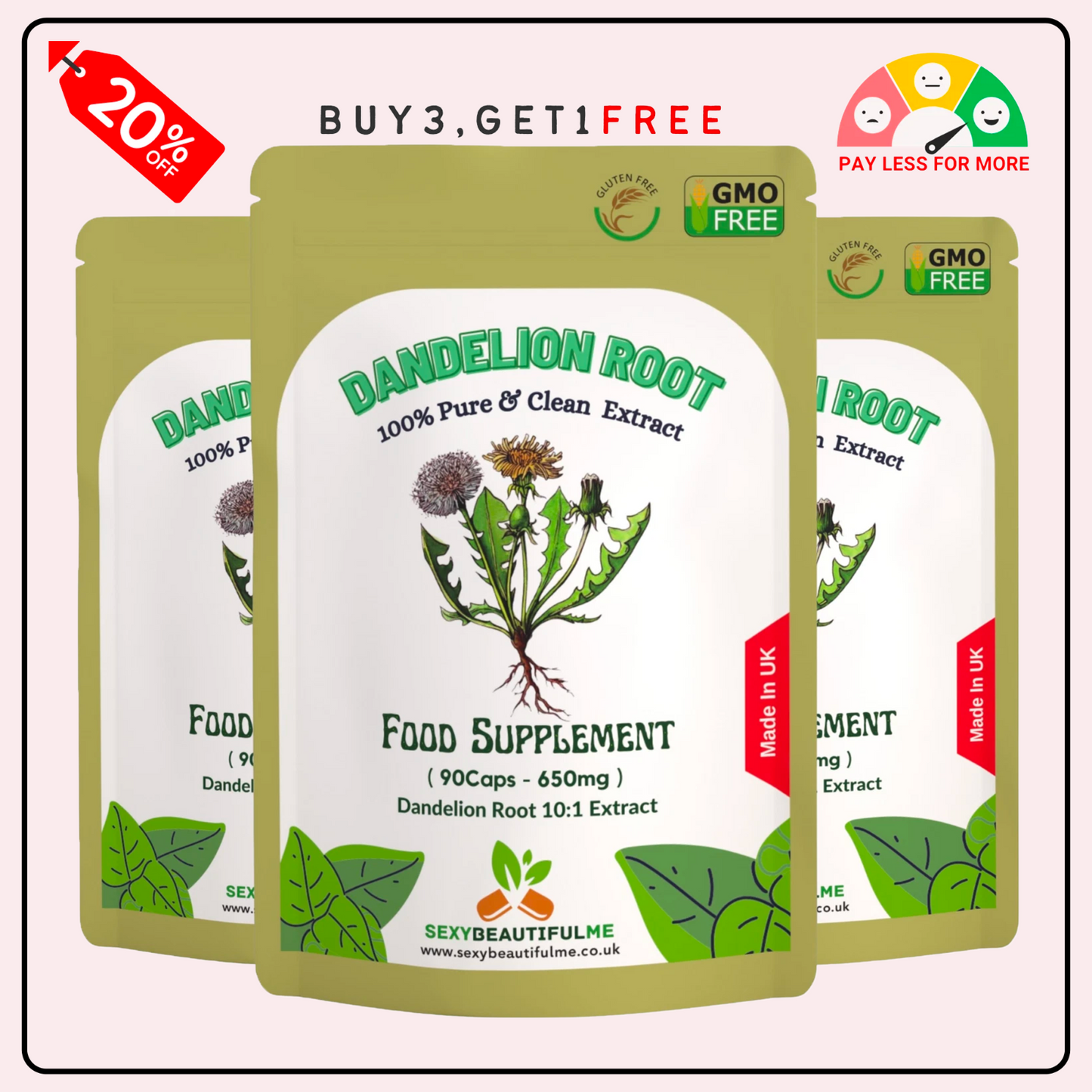 Dandelion Root Capsules 6500mg – Strong Extract – Natural Liver & Detox Support