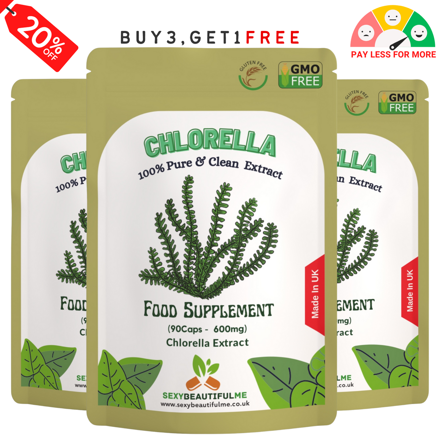 Chlorella Capsules | 600mg Super Greens | Natural & Strong Immune Support-Vegan