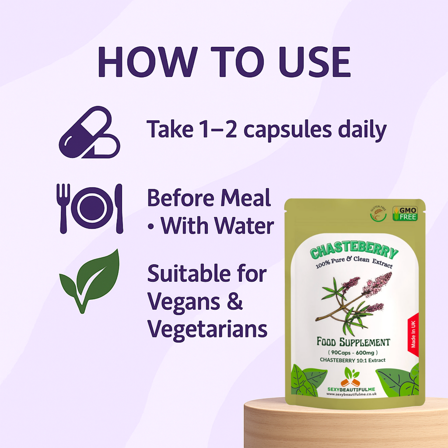 Vitex Fruit Capsules 6000mg (Chasteberry Fruit)-(Agnus Castus) Women's Health