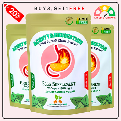 Acidity & Indigestion Complex Caps 1500mg–acidity &Reflux Relief – Vegan Product