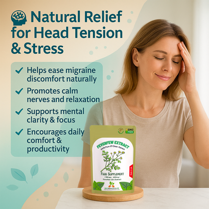 Feverfew Extract 4000mg Capsules, Migraine Support, 100%Natural&Clean-Vegan Caps