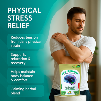 Anxiety & Stress Formula 1600mg –Calm Mood & Mental Clarity– 100% Vegan Capsules