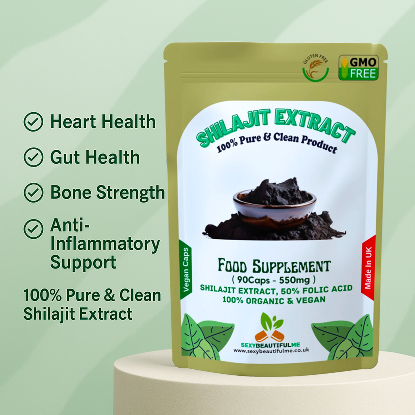 Himalayan Shilajit 550mg–100% Organic Extract–50% Fulvic Acid–Premium Strength