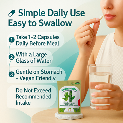 Natural Silica 6000mg Capsules-Natural Bamboo Extract- Hair, Nails, Skin Health