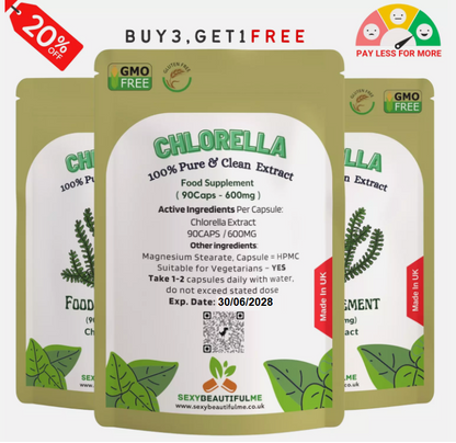 Chlorella Capsules | 600mg Super Greens | Natural & Strong Immune Support-Vegan