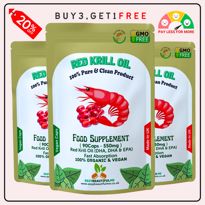 Red Krill Oil Capsule 550mg – Superba Antarctic Krill–DHA, EPA & Omega-3 Support