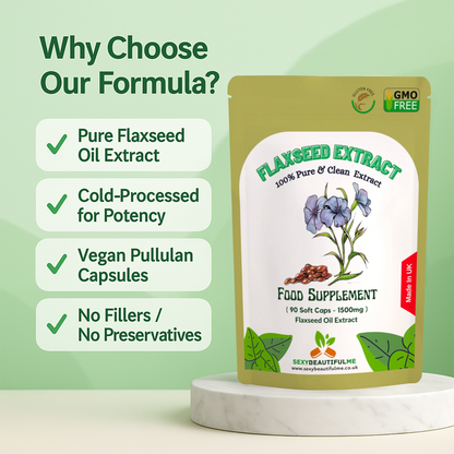 Flax Seed Oil 1500mg – Omega 3 6 9 Fatty Acids, Heart Health Supplement-Vegan