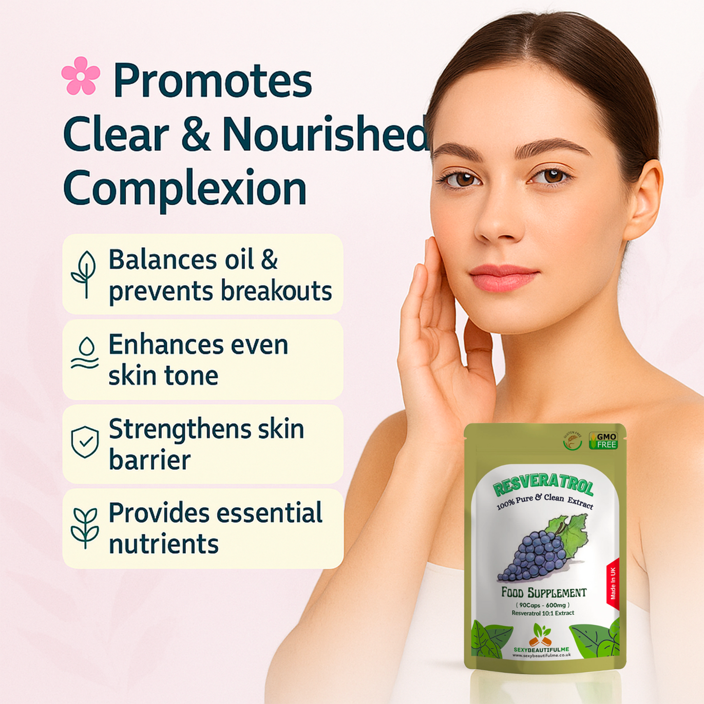 Resveratrol Extract Capsules 600mg-(50%Trans-Resveratrol 300mg)-Skin Health