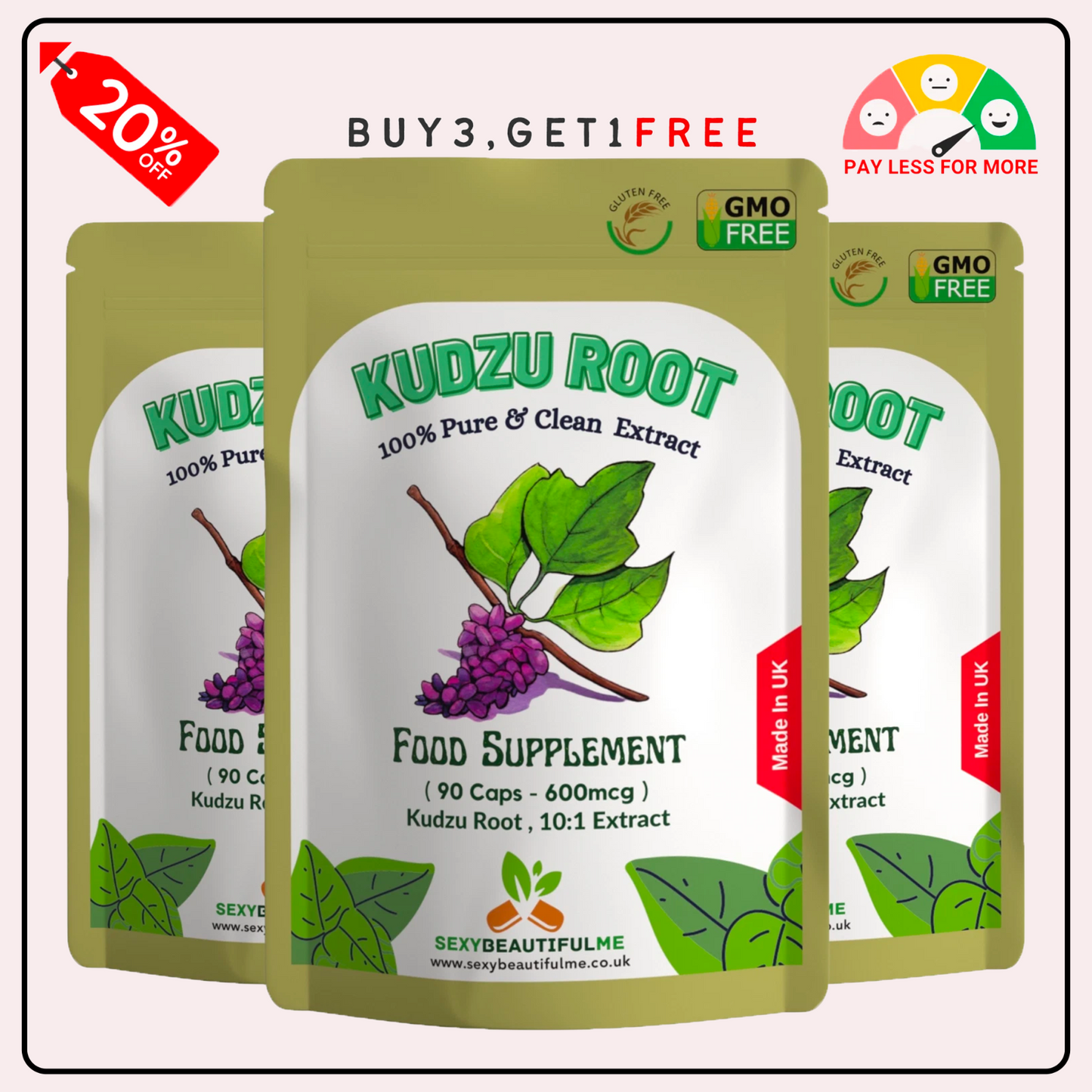 KUDZU Extract Capsules 6000mg Help With HANGOVER, NICOTINE&ALCOHOL CRAVINGS