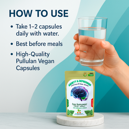 Anxiety & Stress Formula 1600mg –Calm Mood & Mental Clarity– 100% Vegan Capsules