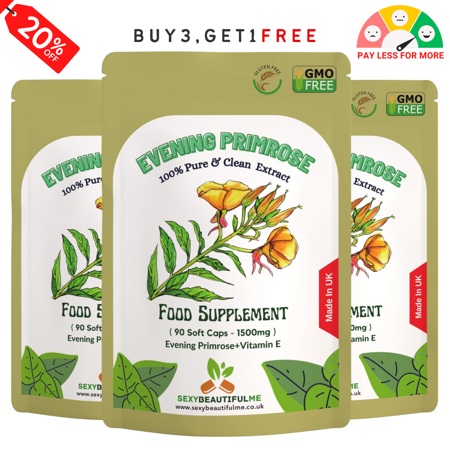 Evening Primrose Oil 1500mg Softgel Capsules Cold Pressed GLA Supplement
